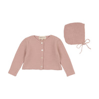 Knit cardigan + bonnet