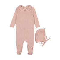 Pointelle footie + beanie