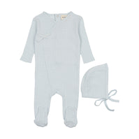 Pointelle heart footie + bonnet