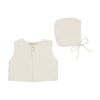 Knit cropped vest + bonnet