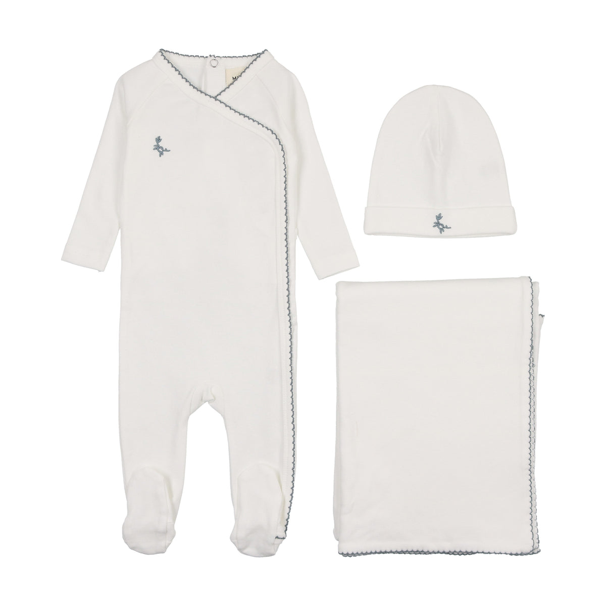 Embroidered picot edge three piece set-1