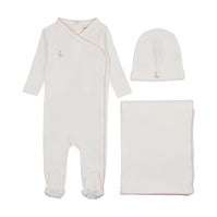 Embroidered picot edge three piece set