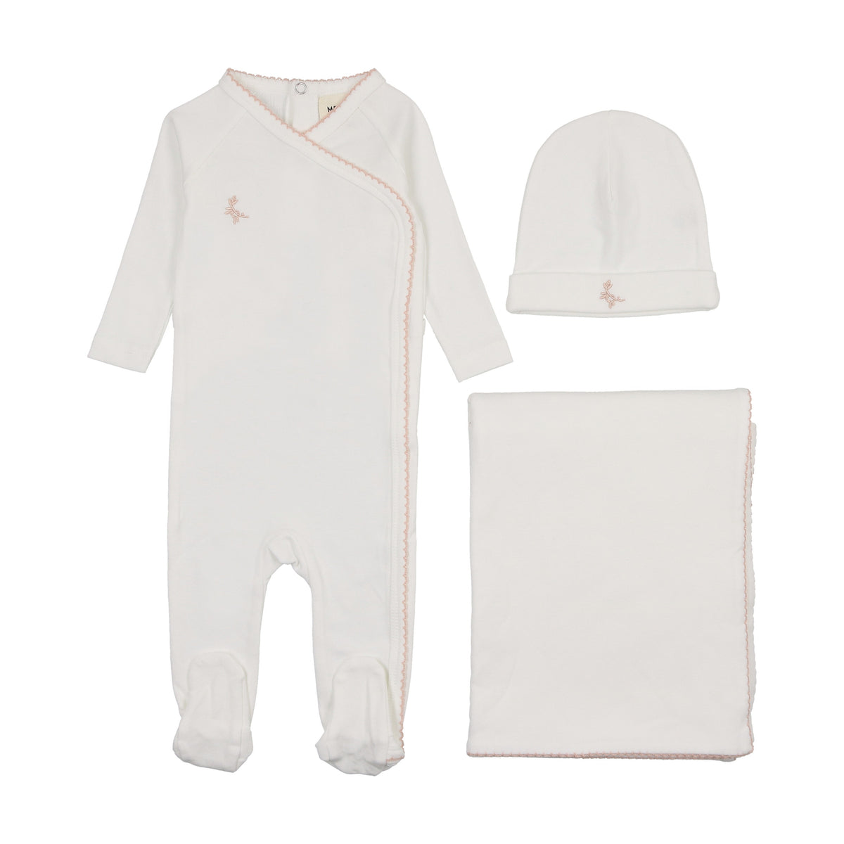Embroidered picot edge three piece set-2
