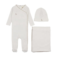 Embroidered picot edge three piece set