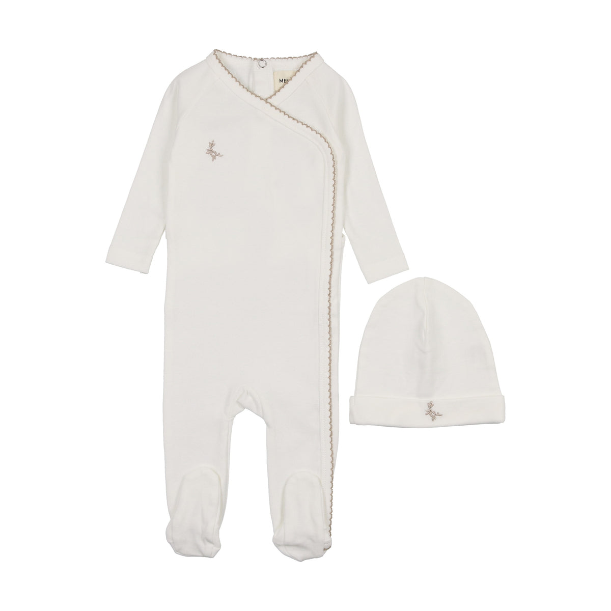 Embroidered picot edge footie + beanie-3