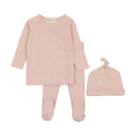 Striped two piece wrap set + beanie