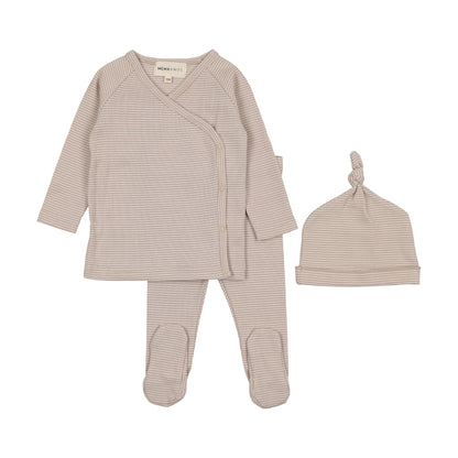 Striped two piece wrap set + beanie