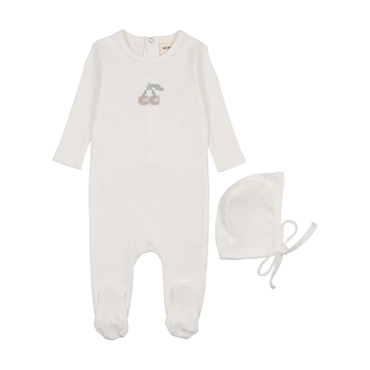 Embroidered cherry footie + beanie-4