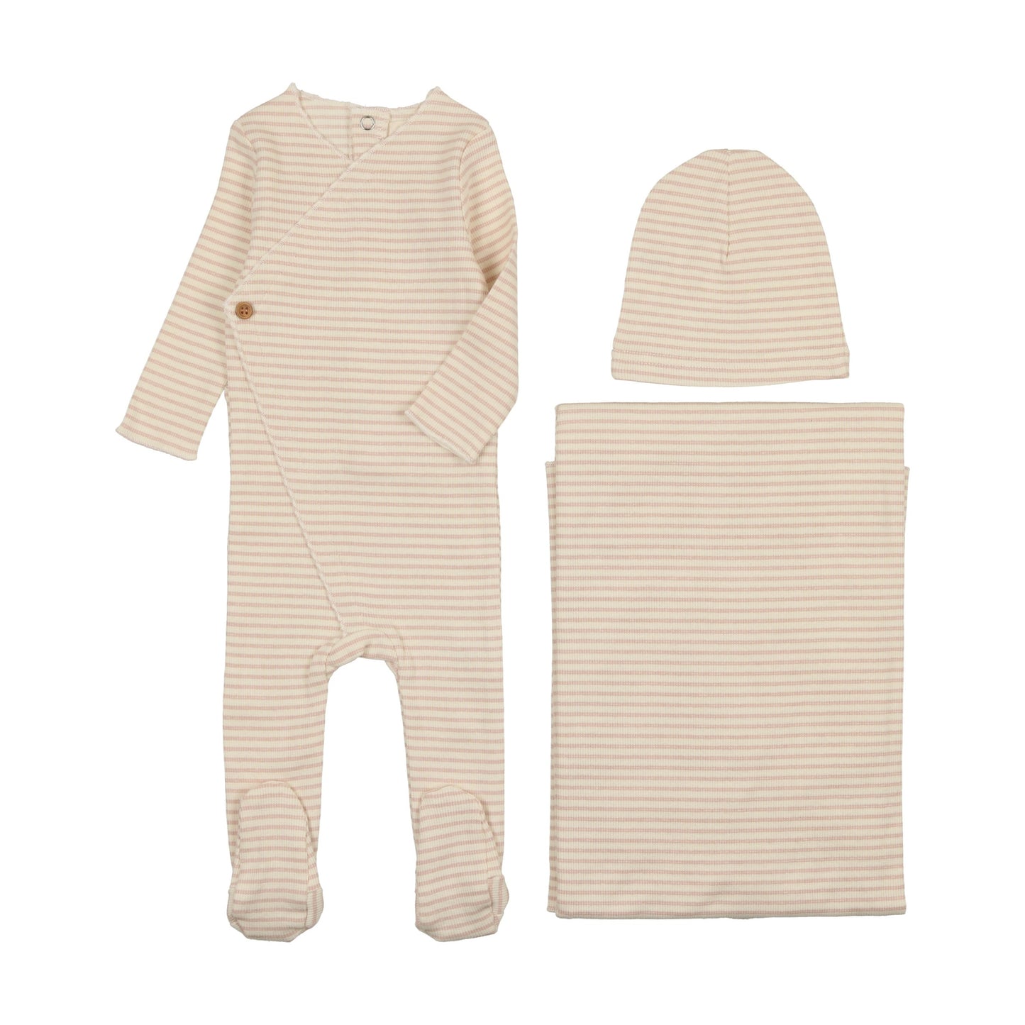 Striped Side Button Three Piece Set