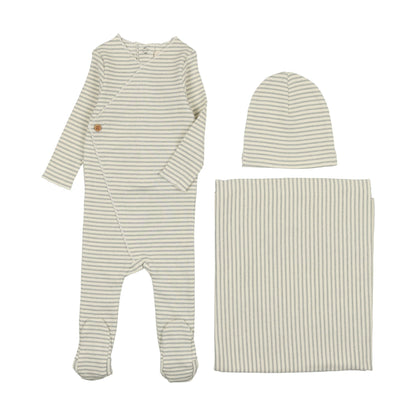 Striped Side Button Three Piece Set