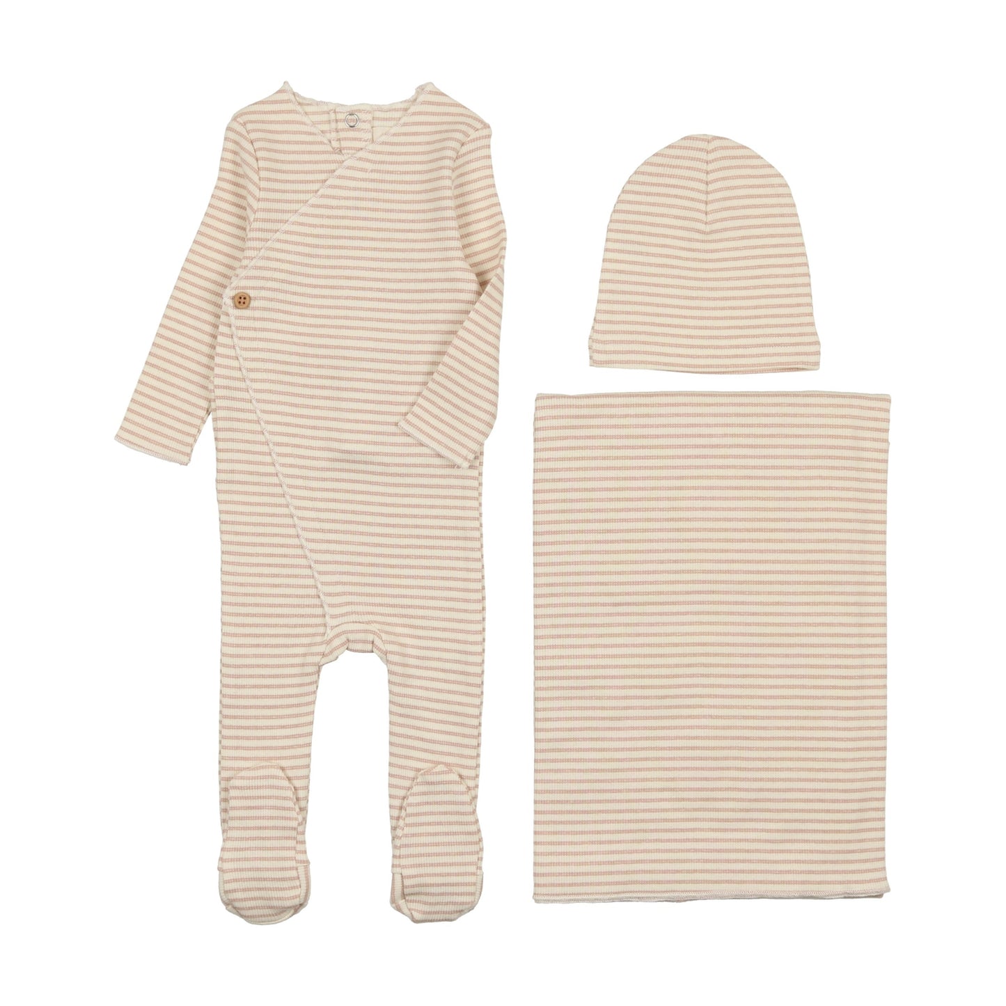 Striped Side Button Three Piece Set