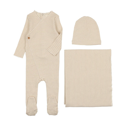 Striped Side Button Three Piece Set