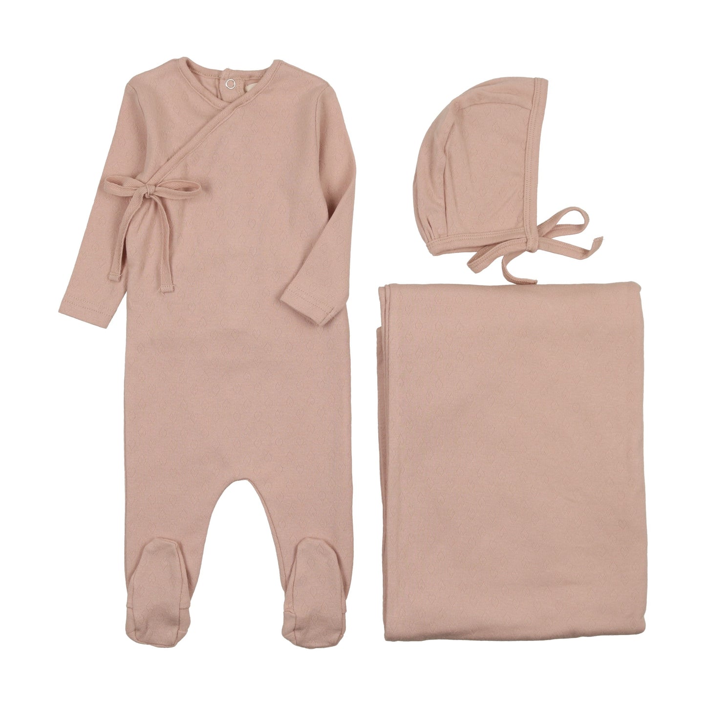 Pointelle Heart Three Piece Set