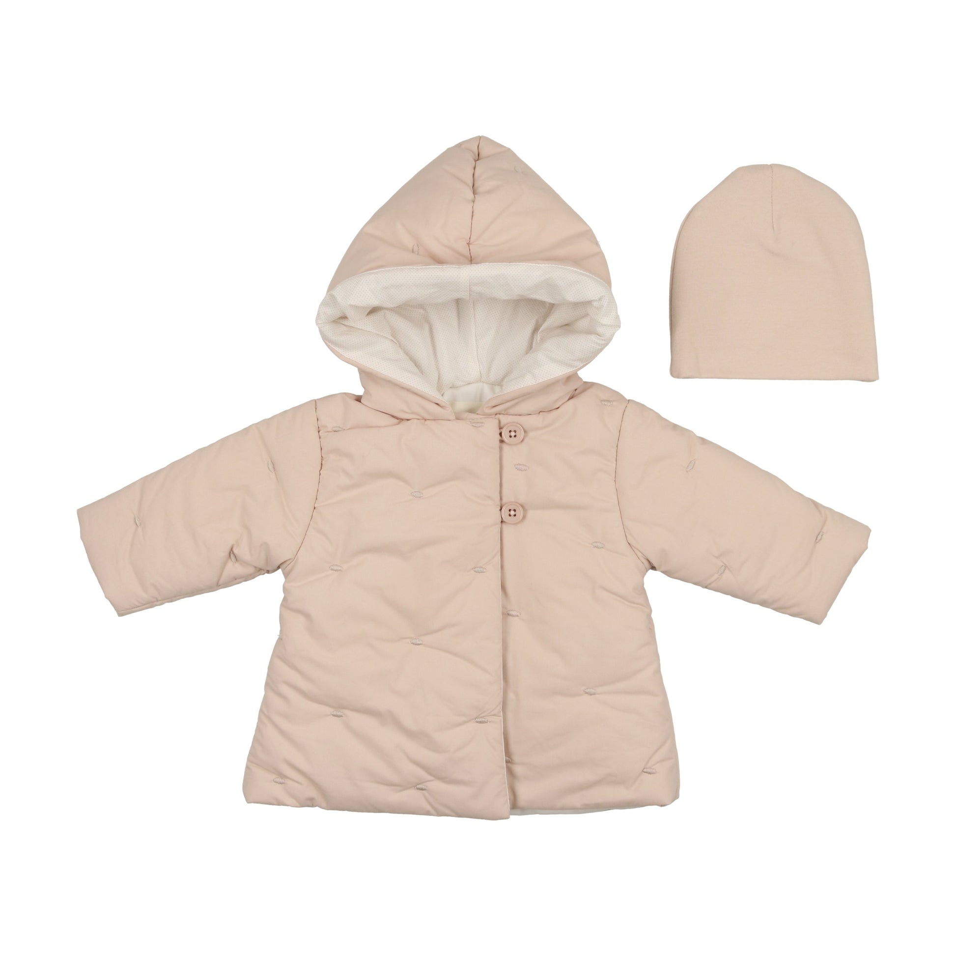 Mema Knits Embroidered Baby Jacket + Beanie - Pink Mema Knits Embroidered Baby Jacket + Beanie - Pink