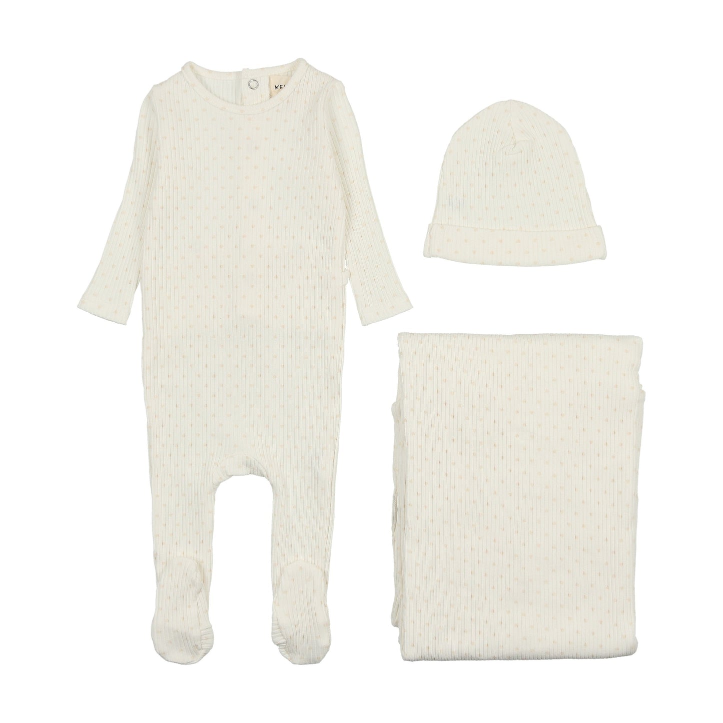 Wide Ribbed Heart textured three piece set