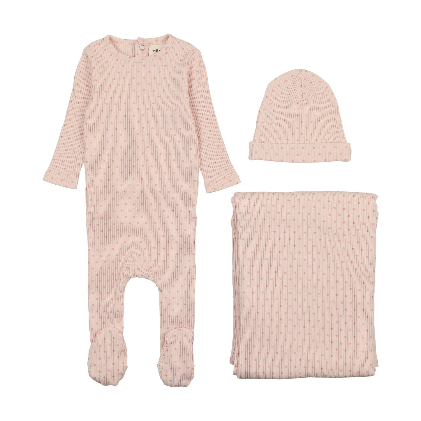 Wide Ribbed Heart textured three piece set