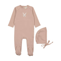 French Terry  Embroidered Animal Footie
