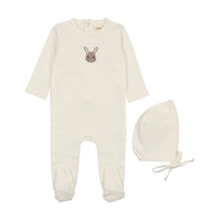 French Terry  Embroidered Animal Footie