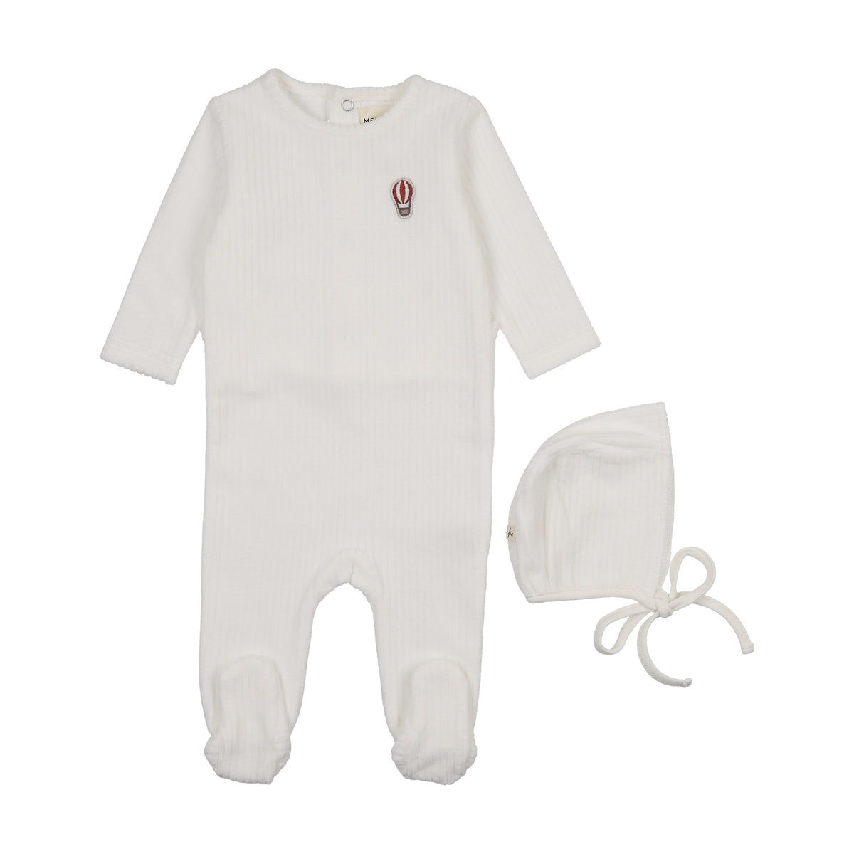 Ribbed velour embroidered footie + bonnet-5