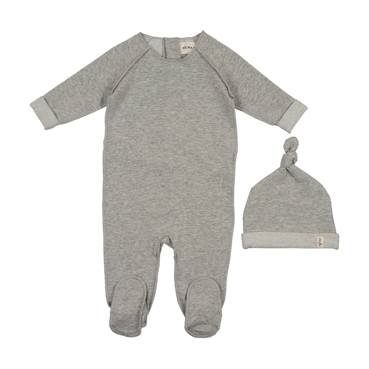 French Terry top stitched footie + beanie-1