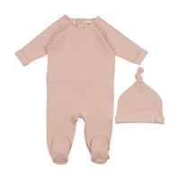 French Terry top stitched footie + beanie