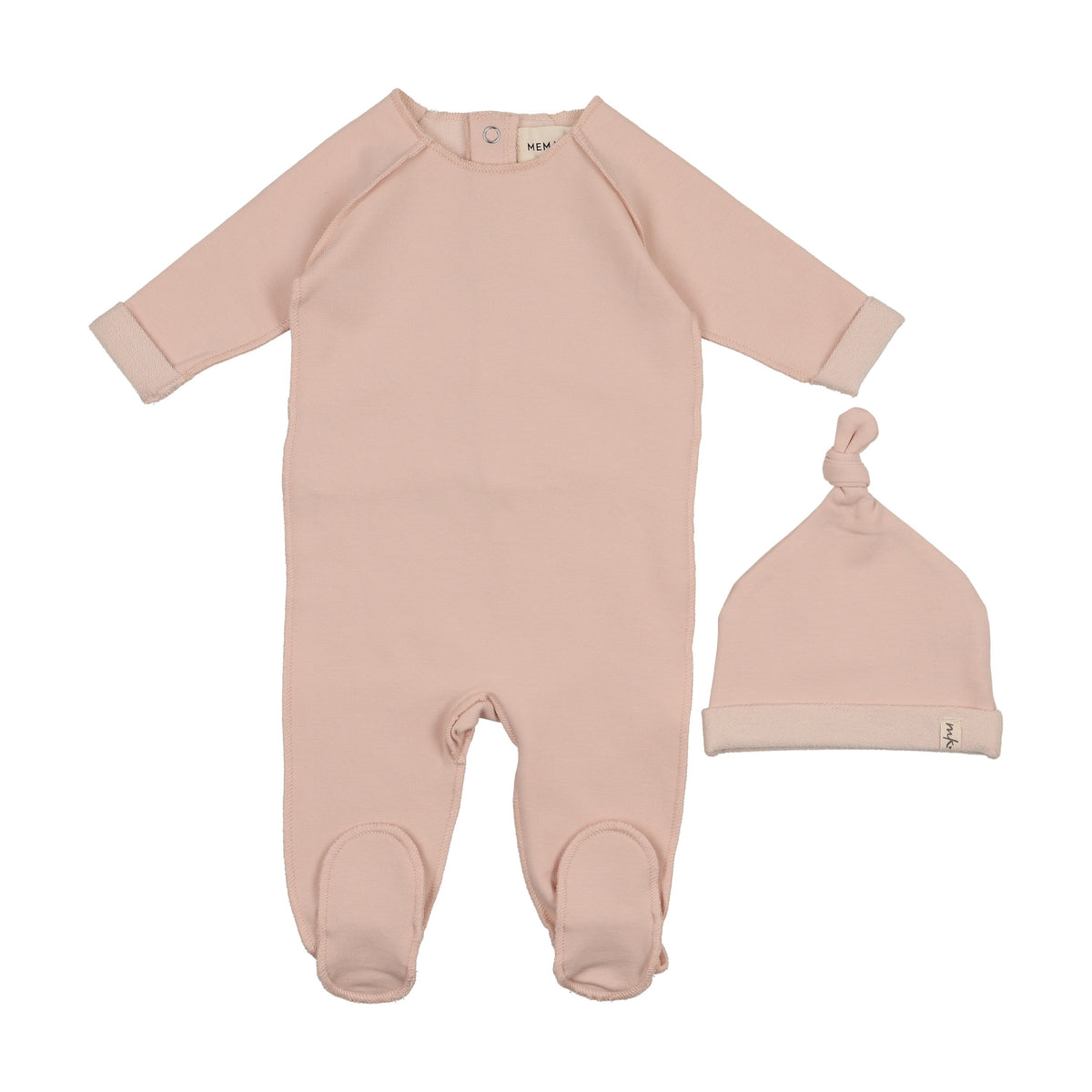 French Terry top stitched footie + beanie-2