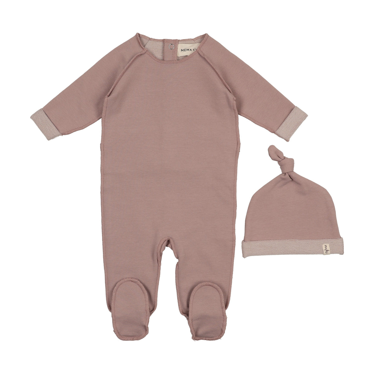 French Terry top stitched footie + beanie-3