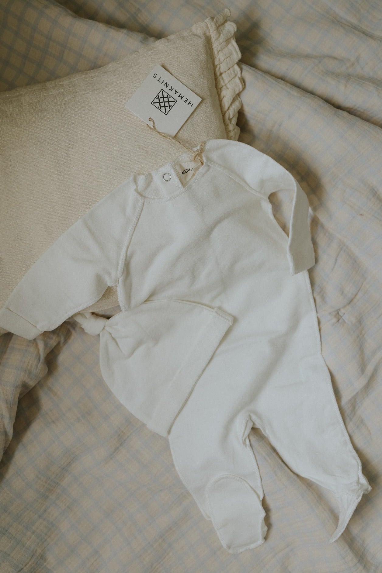 French Terry top stitched footie + beanie