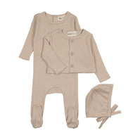 Pointelle footie and cardigan set + Bonnet