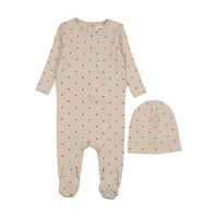 Heart printed footie + beanie
