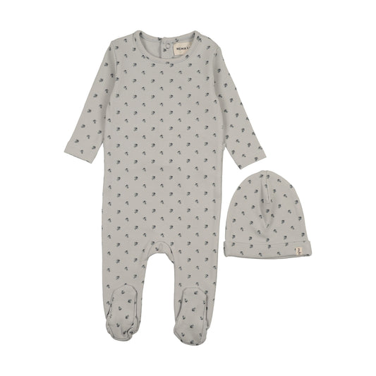 Berry print footie + beanie