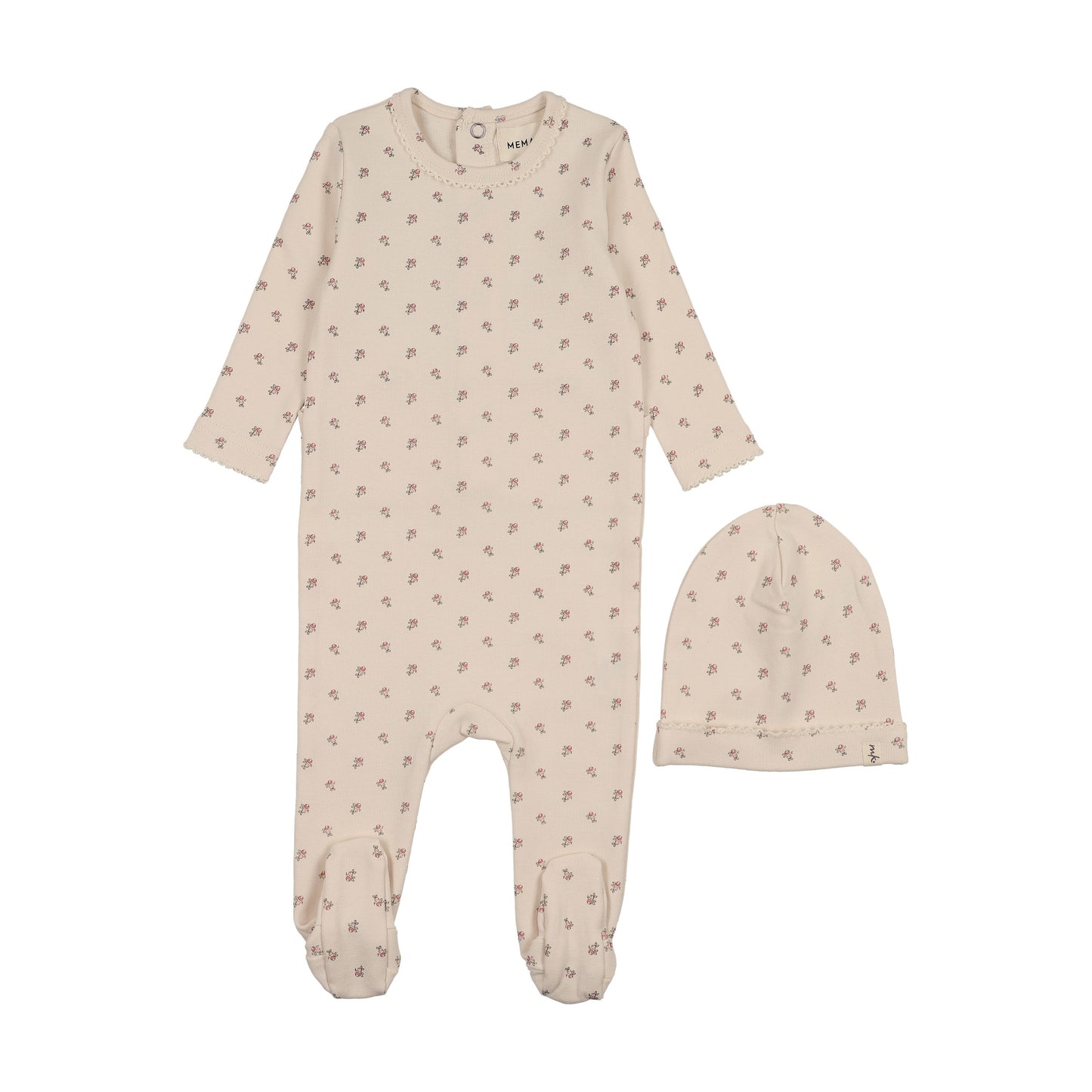 Berry print footie + beanie