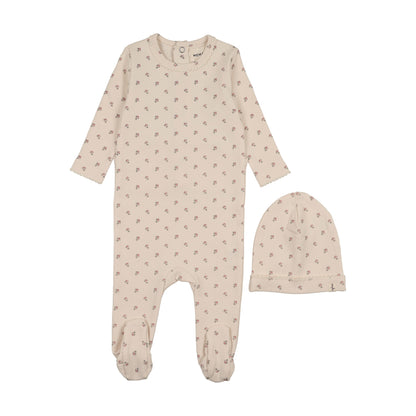 Berry print footie + beanie