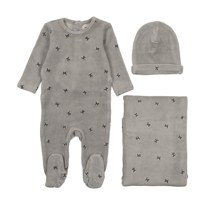 Velour scattered cherries three piece set