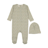 Leaf print footie + beanie