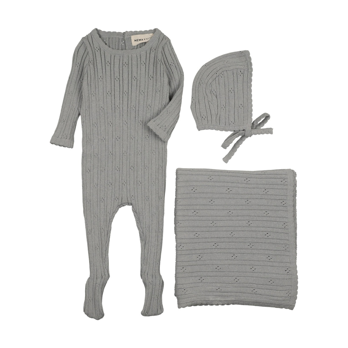 Pointelle knit three piece set-5