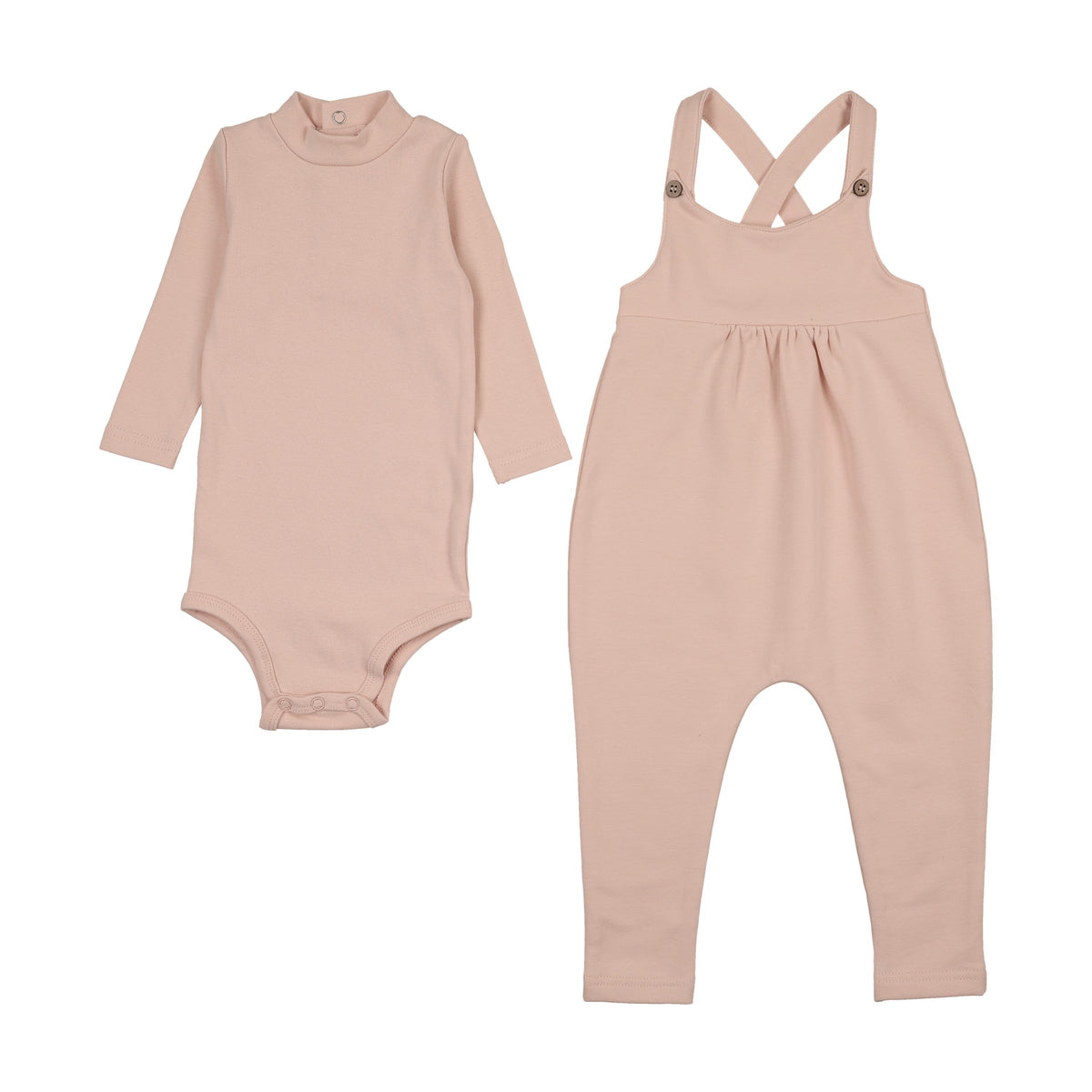 French terry overall + mockneck onesie set (M435)-5