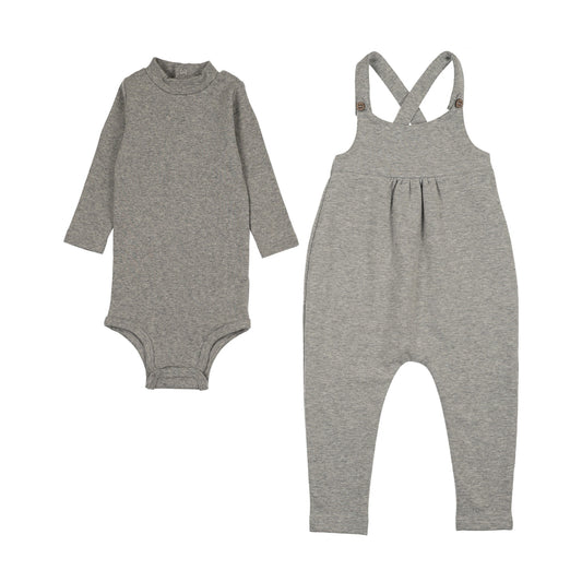 French terry overall + mockneck onesie set (M435)