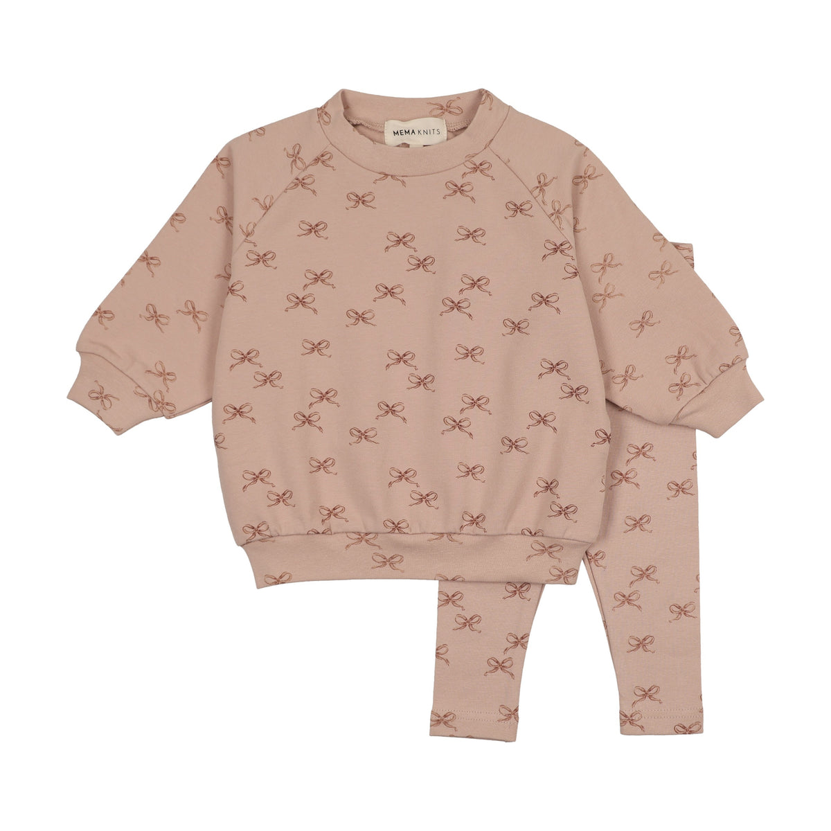 Bow print Sweatshirt set-3