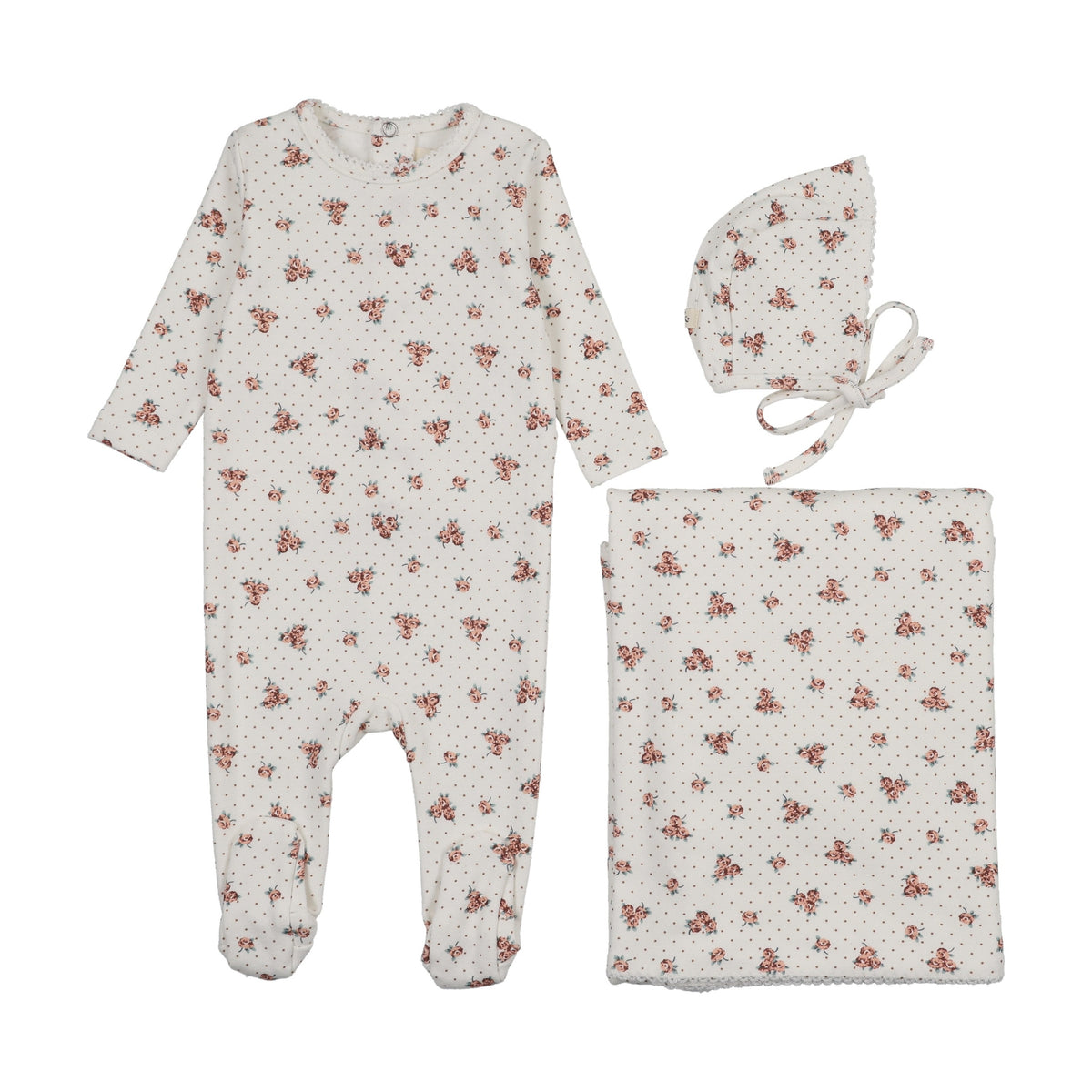 Floral Printed footie three piece set-2