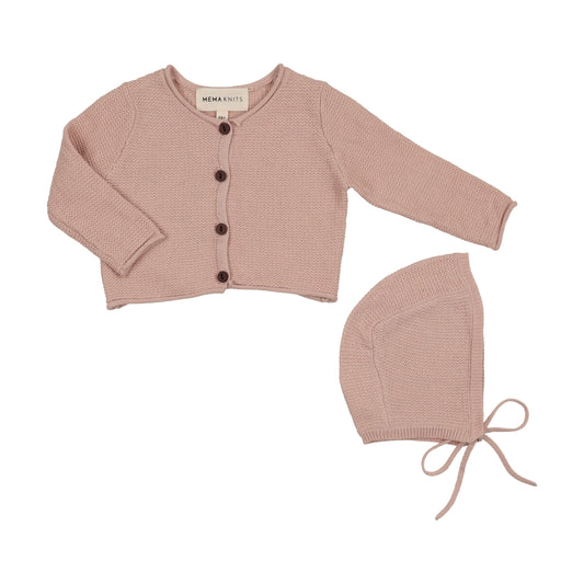 Cropped Knit Cardigan + Bonnet