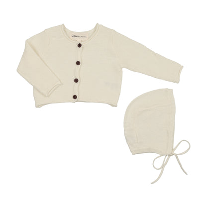 Cropped Knit Cardigan + Bonnet