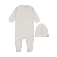 Embossed sweatshirt footie + Beanie