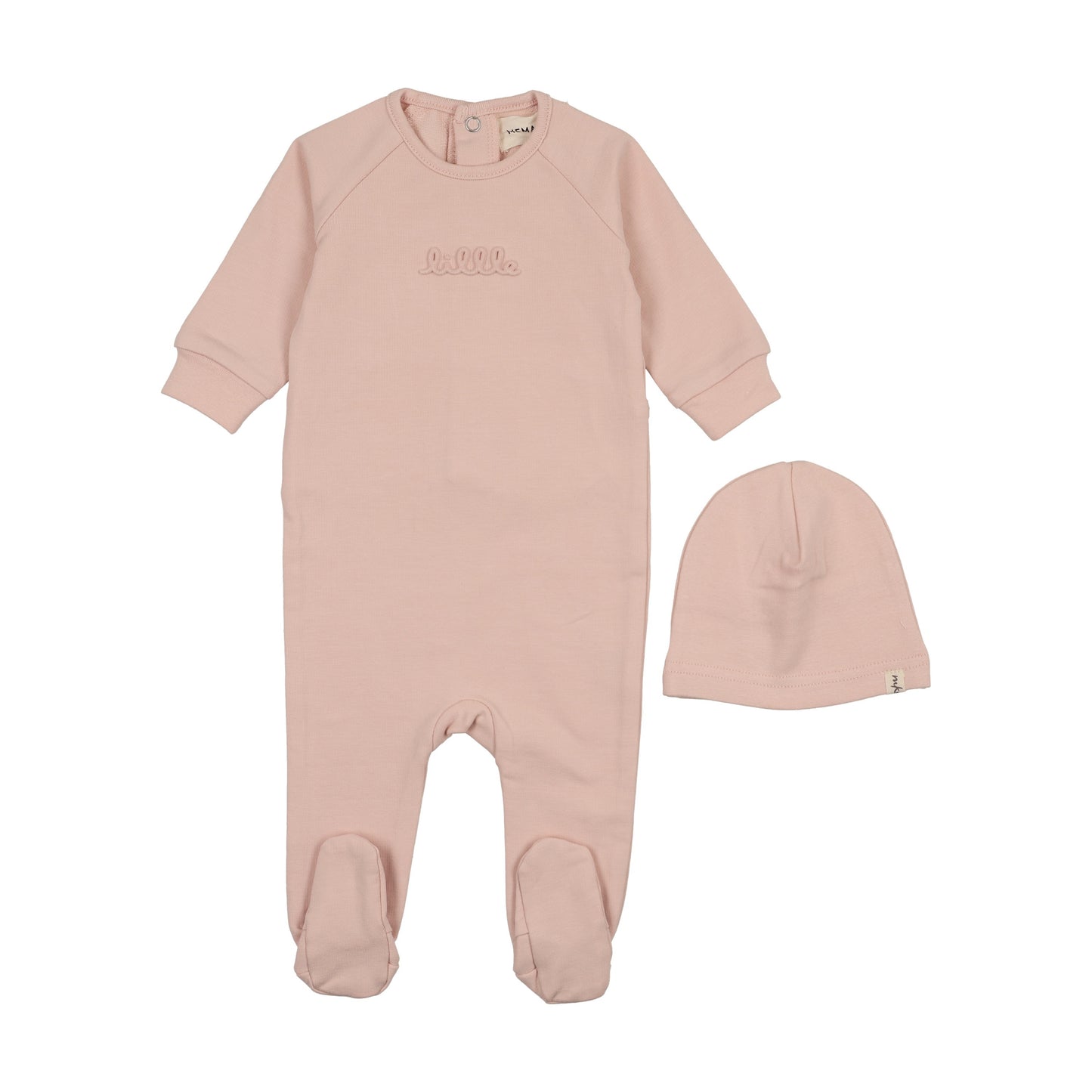 Embossed sweatshirt footie + Beanie