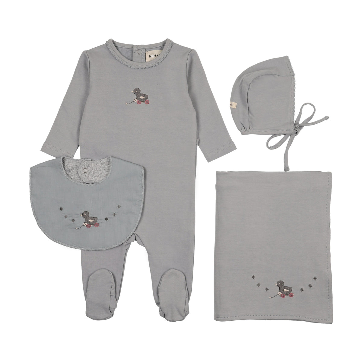 Embroidered Duck four piece set (including bib)-2