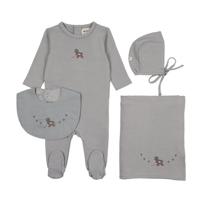 Embroidered Duck four piece set (including bib)