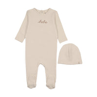 French Terry Embroidered Bebe footie + beanie