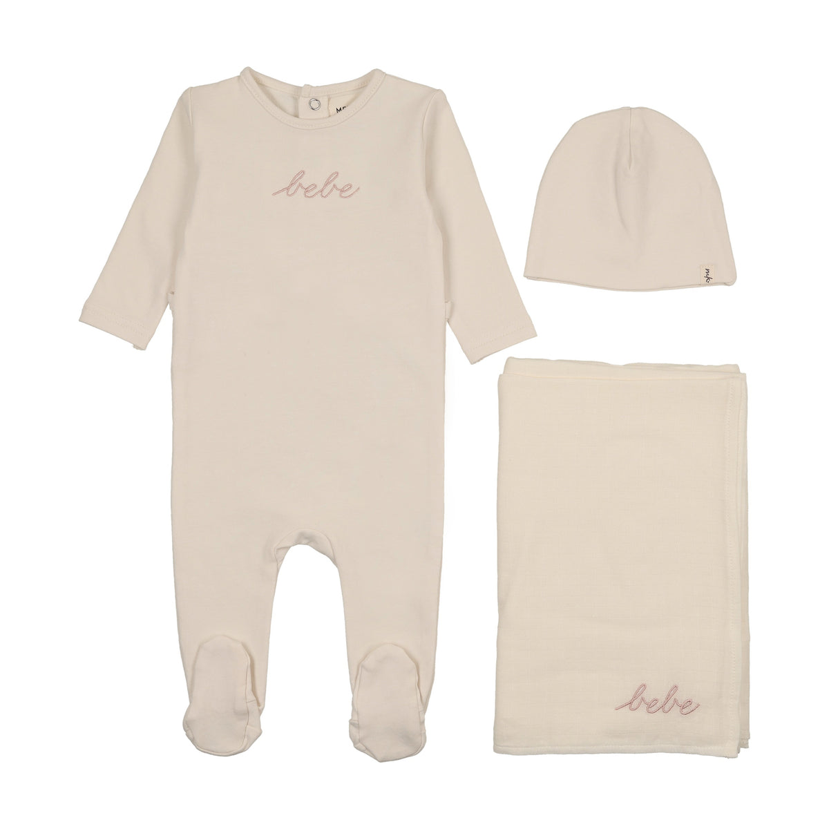 French Terry embroidered Bebe three piece set-3