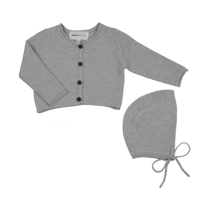 Cropped Knit Cardigan + Bonnet