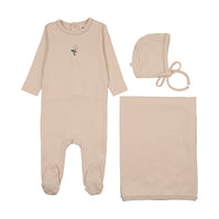 EMBROIDERED FOOTIE THREE PIECE SET